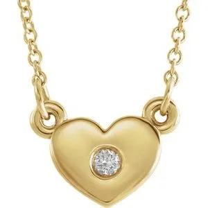 14K Yellow .03 CTW Diamond Heart 16" Necklace