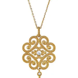 14K Yellow 1/10 CTW Granulated Design 18" Necklace