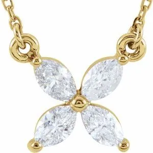 14K Yellow 1/2 CTW Diamond Floral-Inspired 16" Necklace