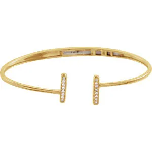14K Yellow 1/6 CTW Diamond Bar Hinged Cuff Bracelet