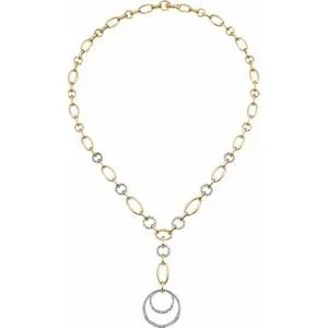 14K Yellow & 14K White 5/8 CTW Diamond 16" Necklace with 2" Drop