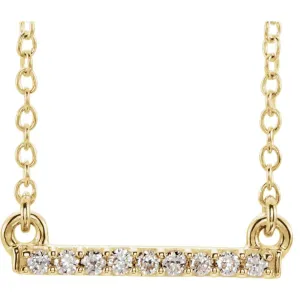14k Yellow Gold .07 CTW Petite Diamond Bar 16-18" Necklace