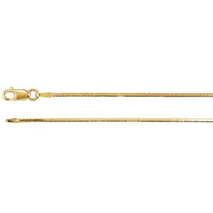 14k Yellow Gold 1mm Square Diamond-Cut Snake "7" Chain