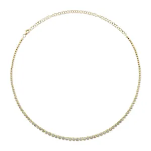 14K Yellow Gold 2 ct Diamond Bezel Tennis Necklace
