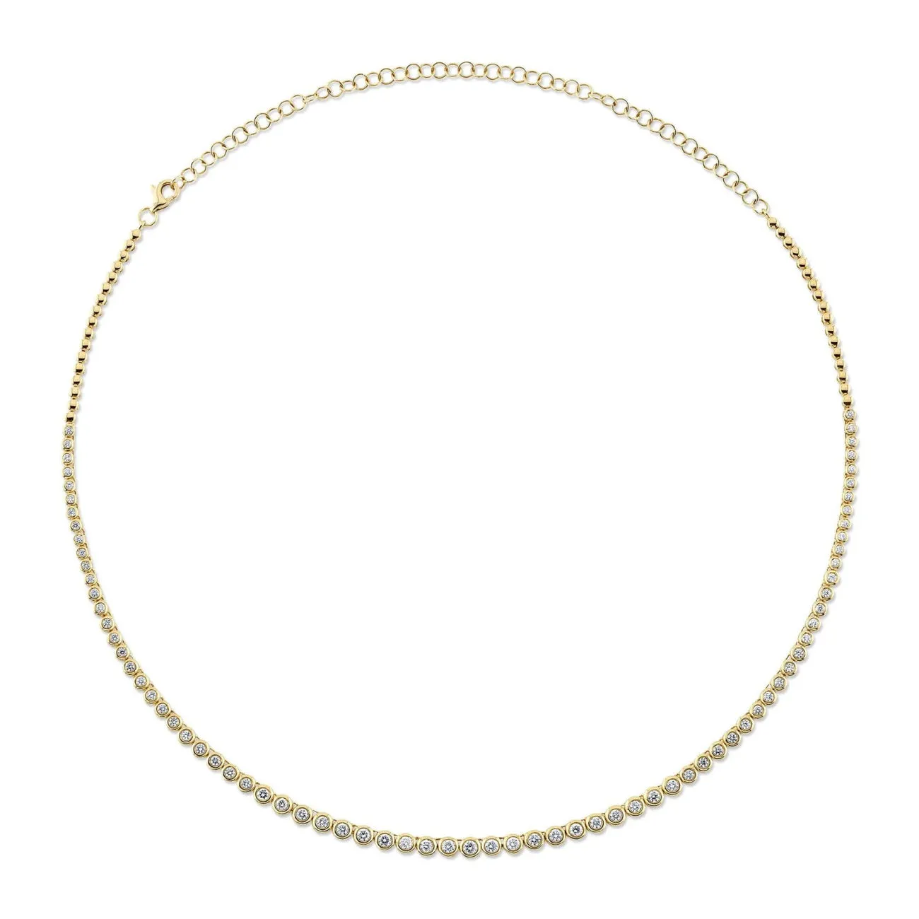 14K Yellow Gold 2 ct Diamond Bezel Tennis Necklace
