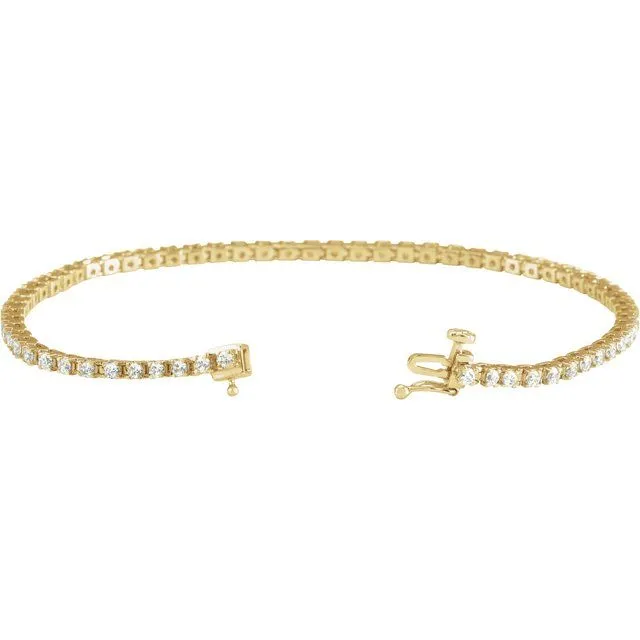 14K Yellow Gold 2 CTW Natural Diamond Line 7 1/4" Bracelet