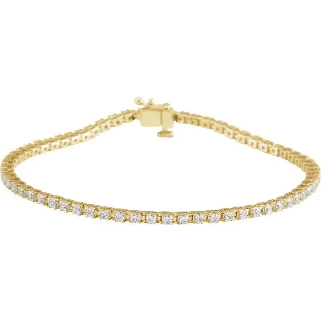 14K Yellow Gold 2 CTW Natural Diamond Line 7 1/4" Bracelet