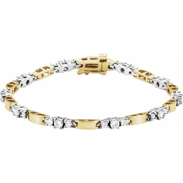 14K Yellow Gold & White Gold 1 3/4 CTW Diamond Line Bracelet
