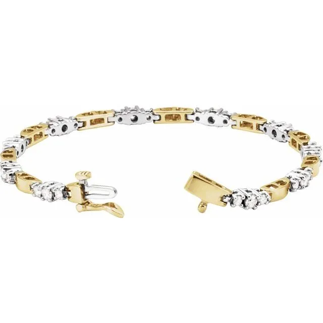 14K Yellow Gold & White Gold 1 3/4 CTW Diamond Line Bracelet