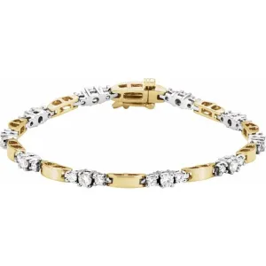 14K Yellow Gold & White Gold 1 3/4 CTW Diamond Line Bracelet
