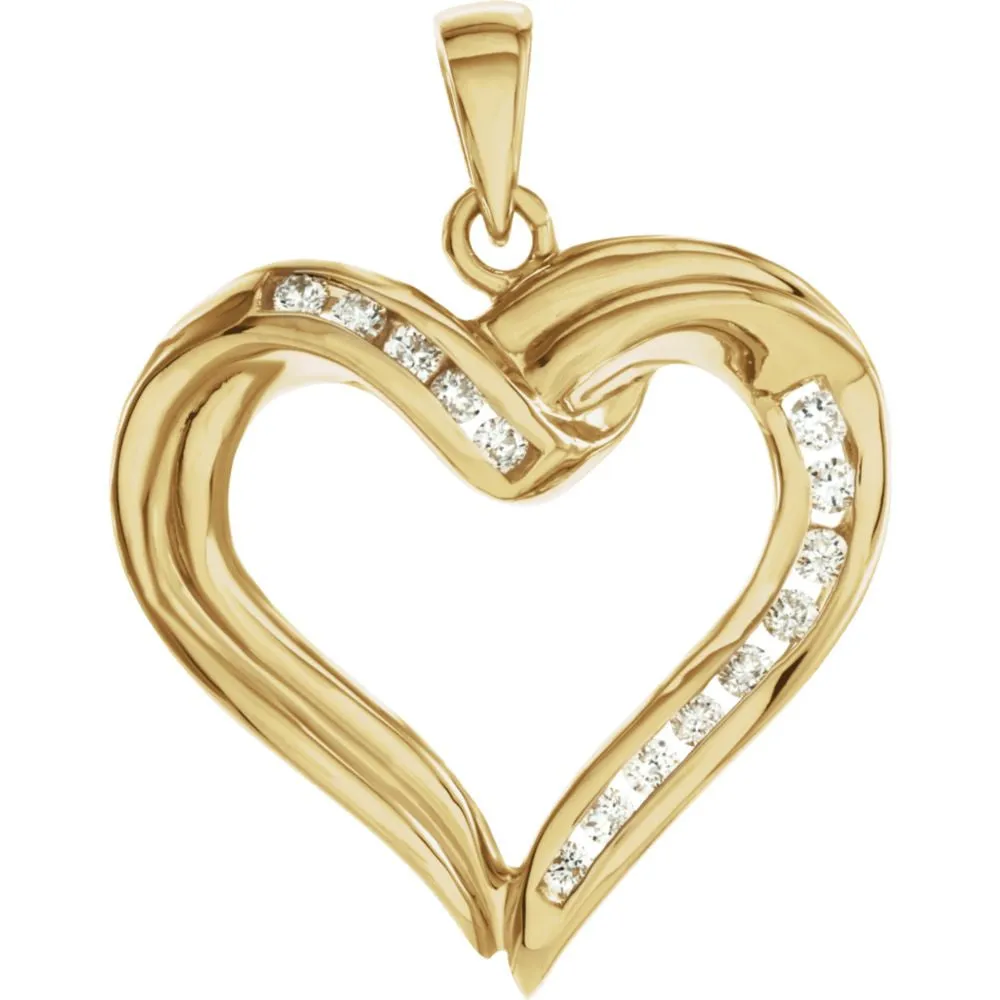 14k Yellow Gold Diamond Heart Pendant