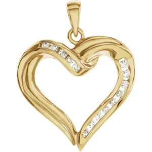 14k Yellow Gold Diamond Heart Pendant