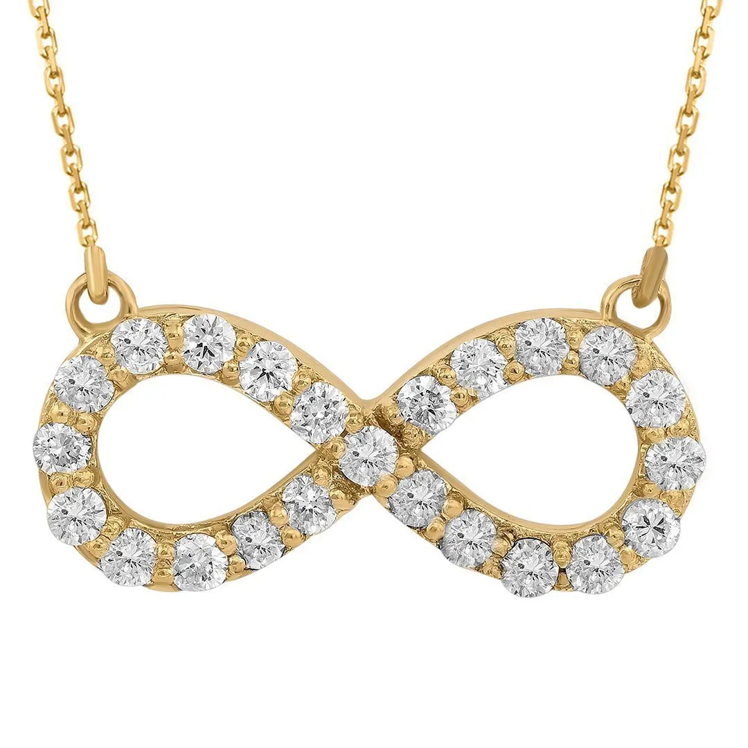 14k Yellow Gold Diamond Infinity Necklace 0.37ct