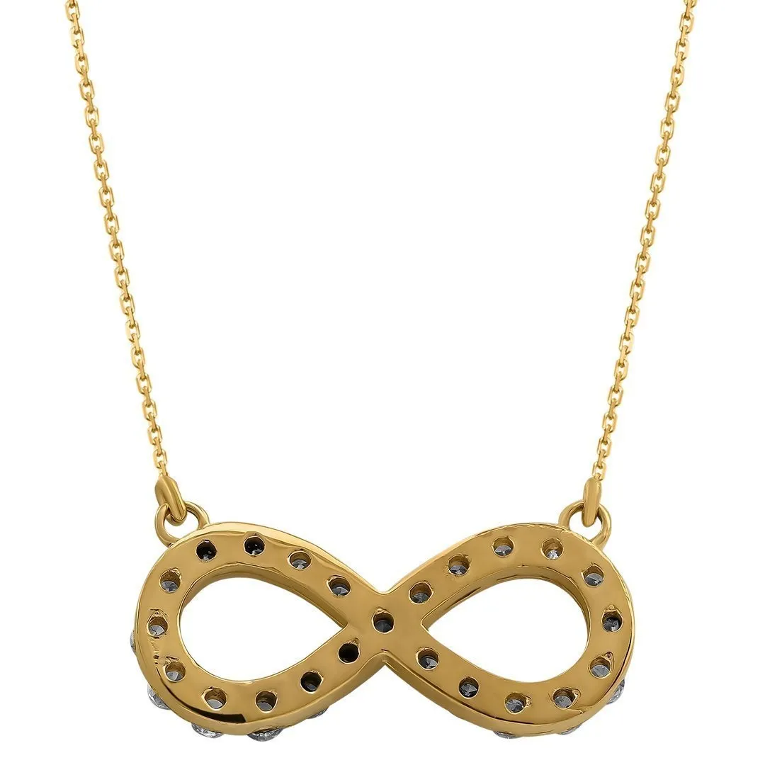 14k Yellow Gold Diamond Infinity Necklace 0.37ct