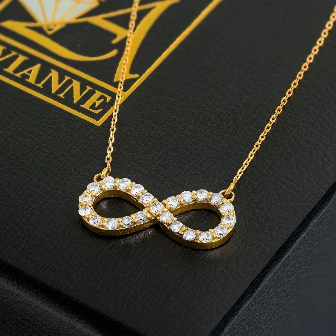 14k Yellow Gold Diamond Infinity Necklace 0.37ct