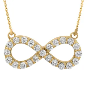 14k Yellow Gold Diamond Infinity Necklace 0.37ct