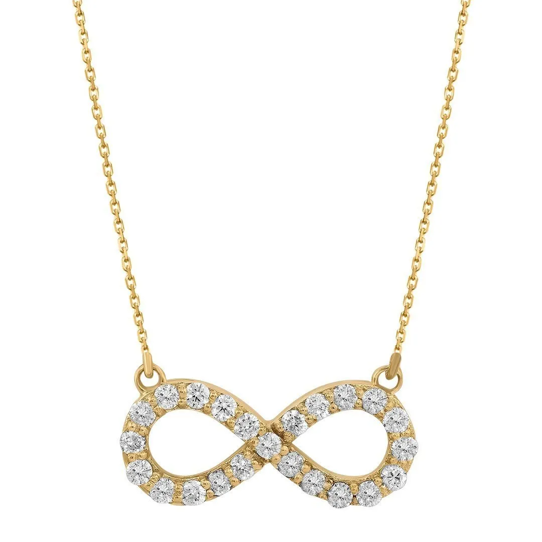 14k Yellow Gold Diamond Infinity Necklace 0.37ct