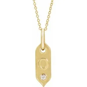 14K Yellow Initial O .05 CT Diamond 16-18" Necklace