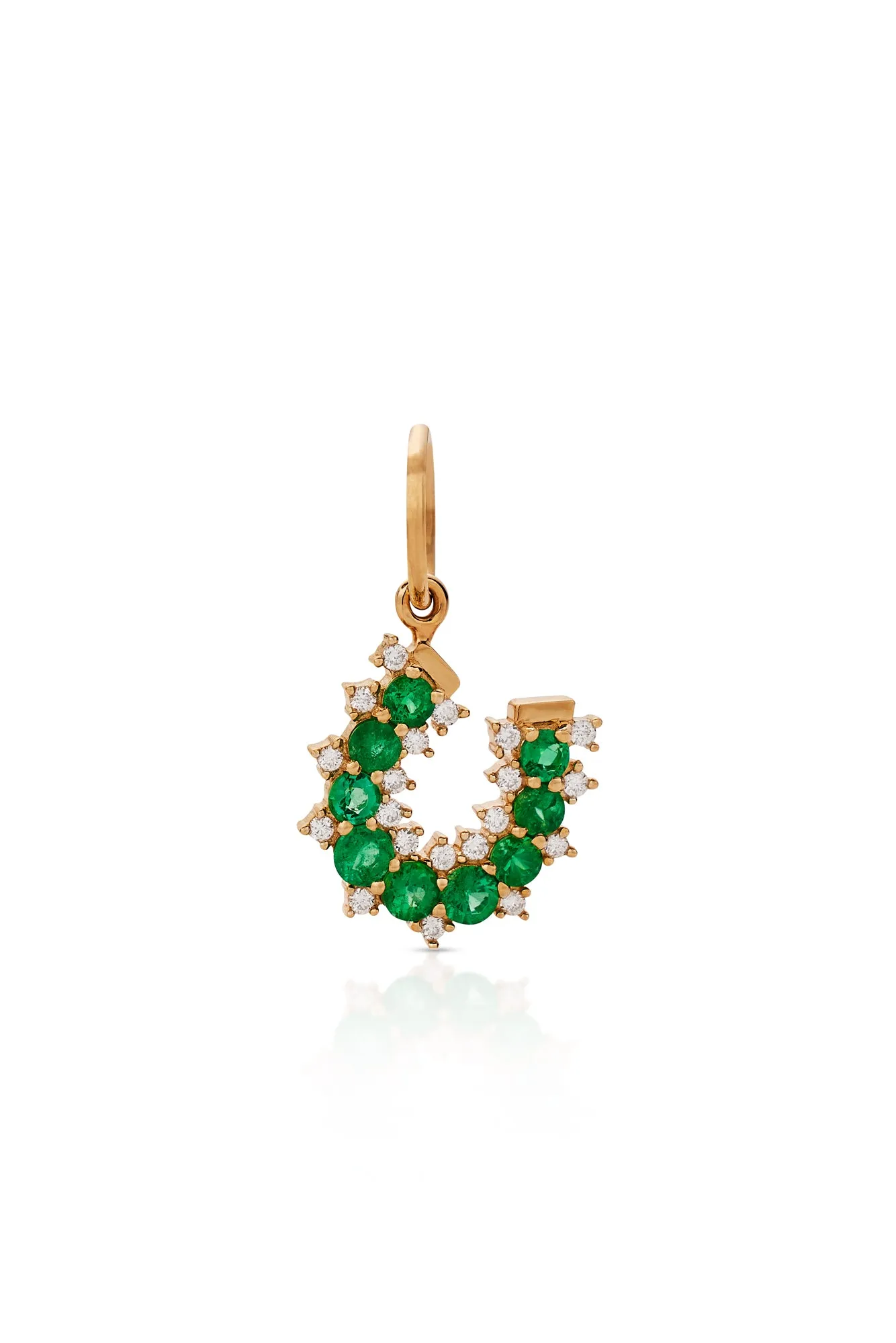 14KY Emerald Horseshoe Charm