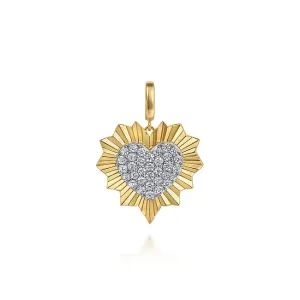 14KYW Diamond Heart Medallion Charm