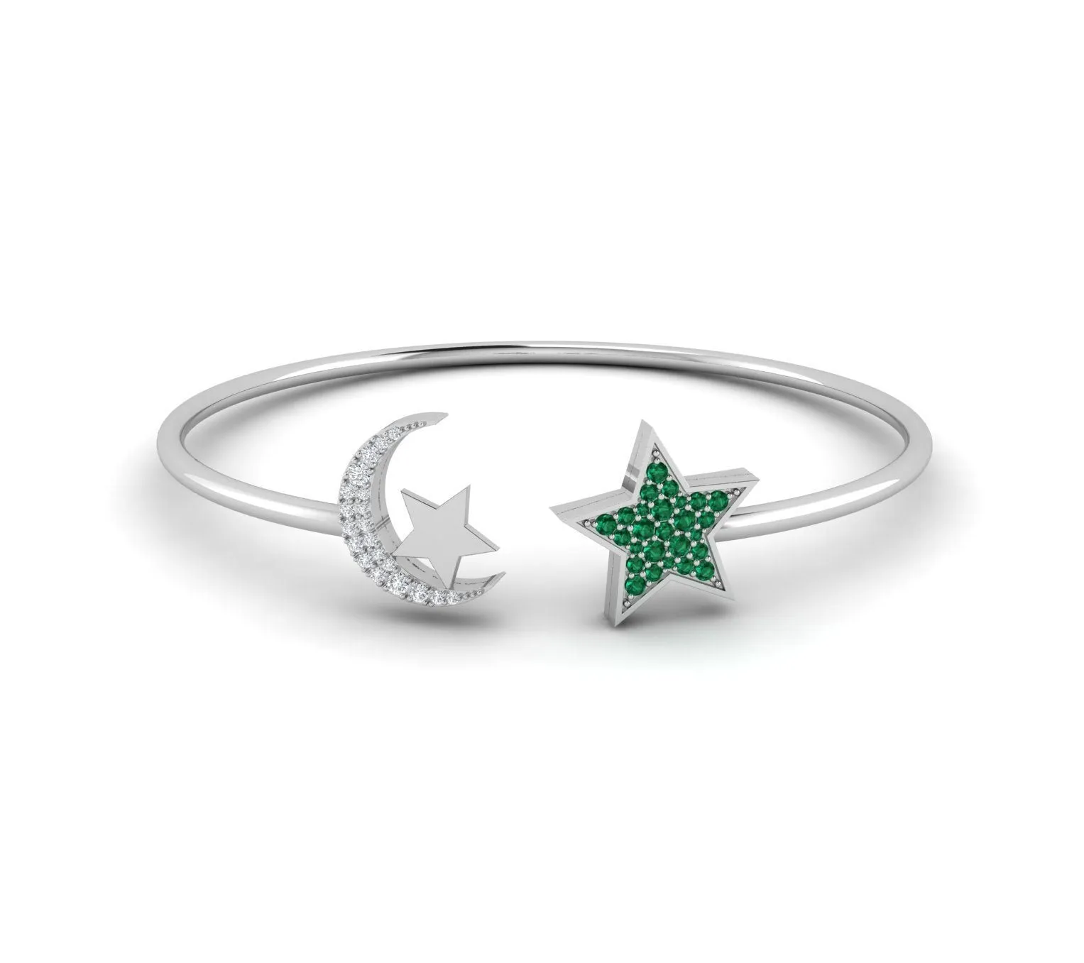 18K Star Moon Diamond Cuff