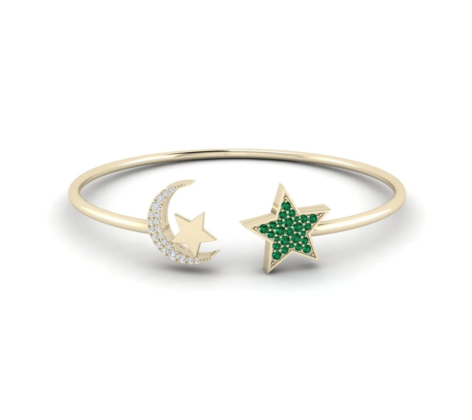 18K Star Moon Diamond Cuff
