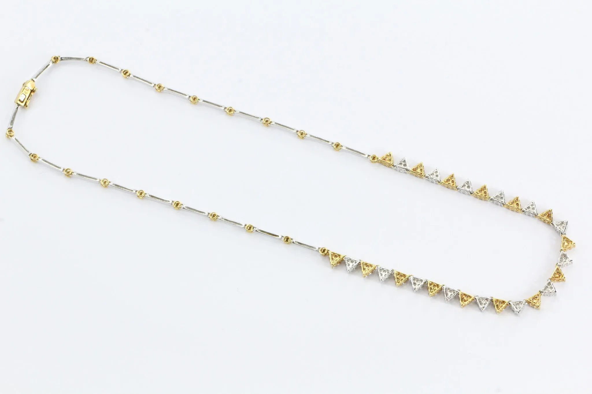 18K White & Yellow Gold Diamond Modernist Necklace