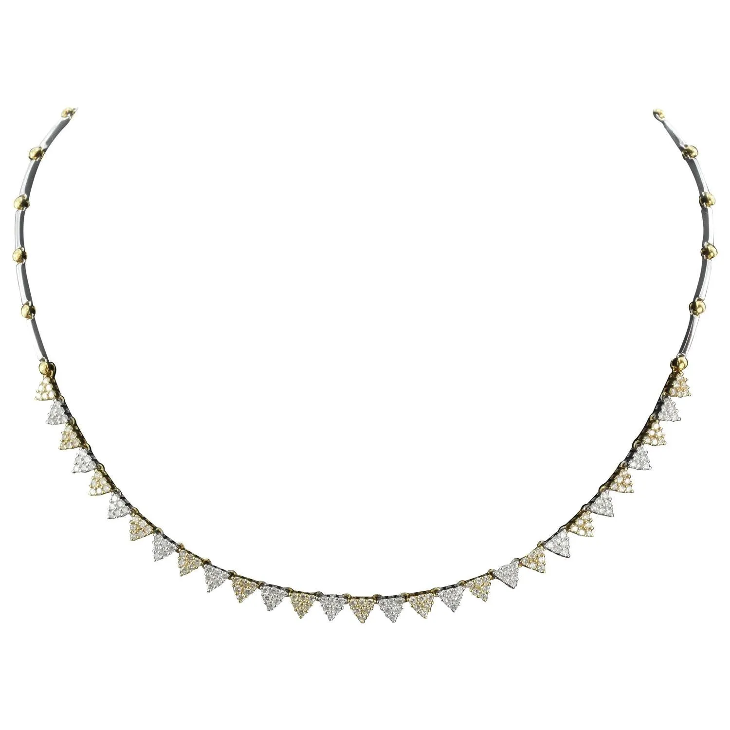 18K White & Yellow Gold Diamond Modernist Necklace