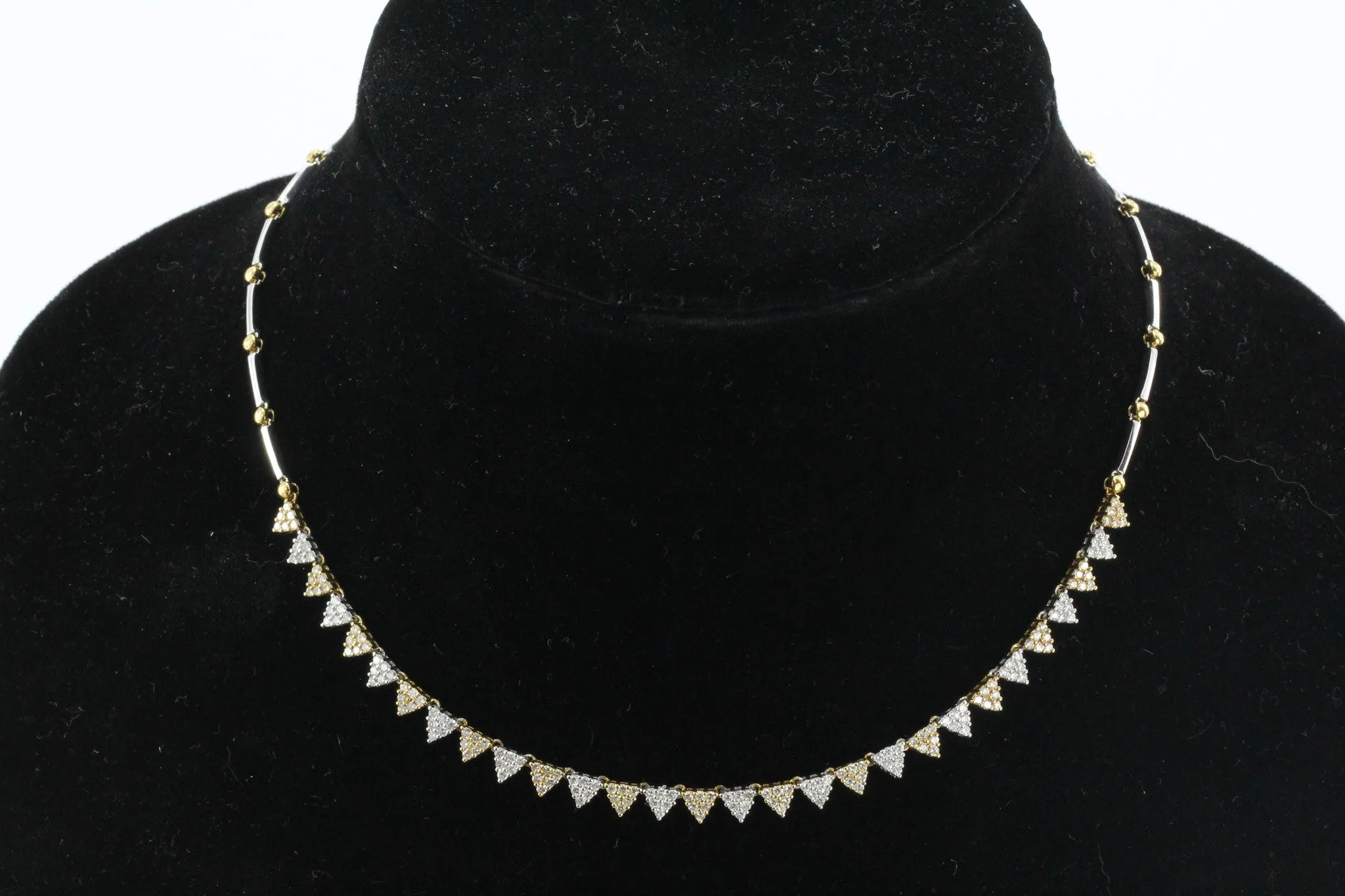 18K White & Yellow Gold Diamond Modernist Necklace