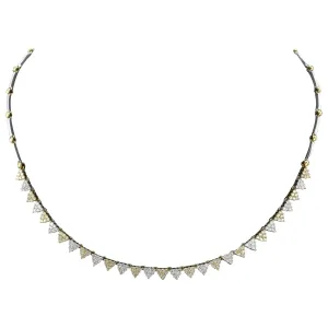 18K White & Yellow Gold Diamond Modernist Necklace