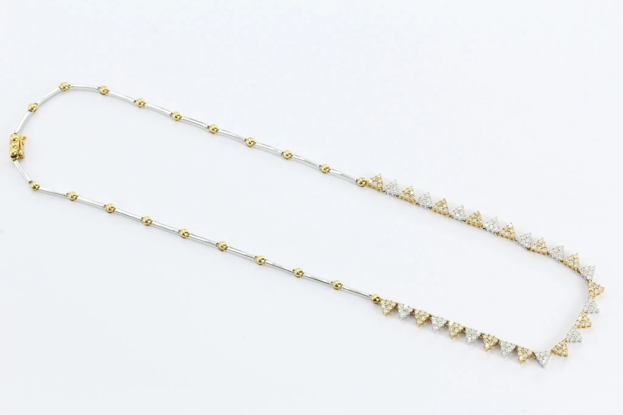 18K White & Yellow Gold Diamond Modernist Necklace