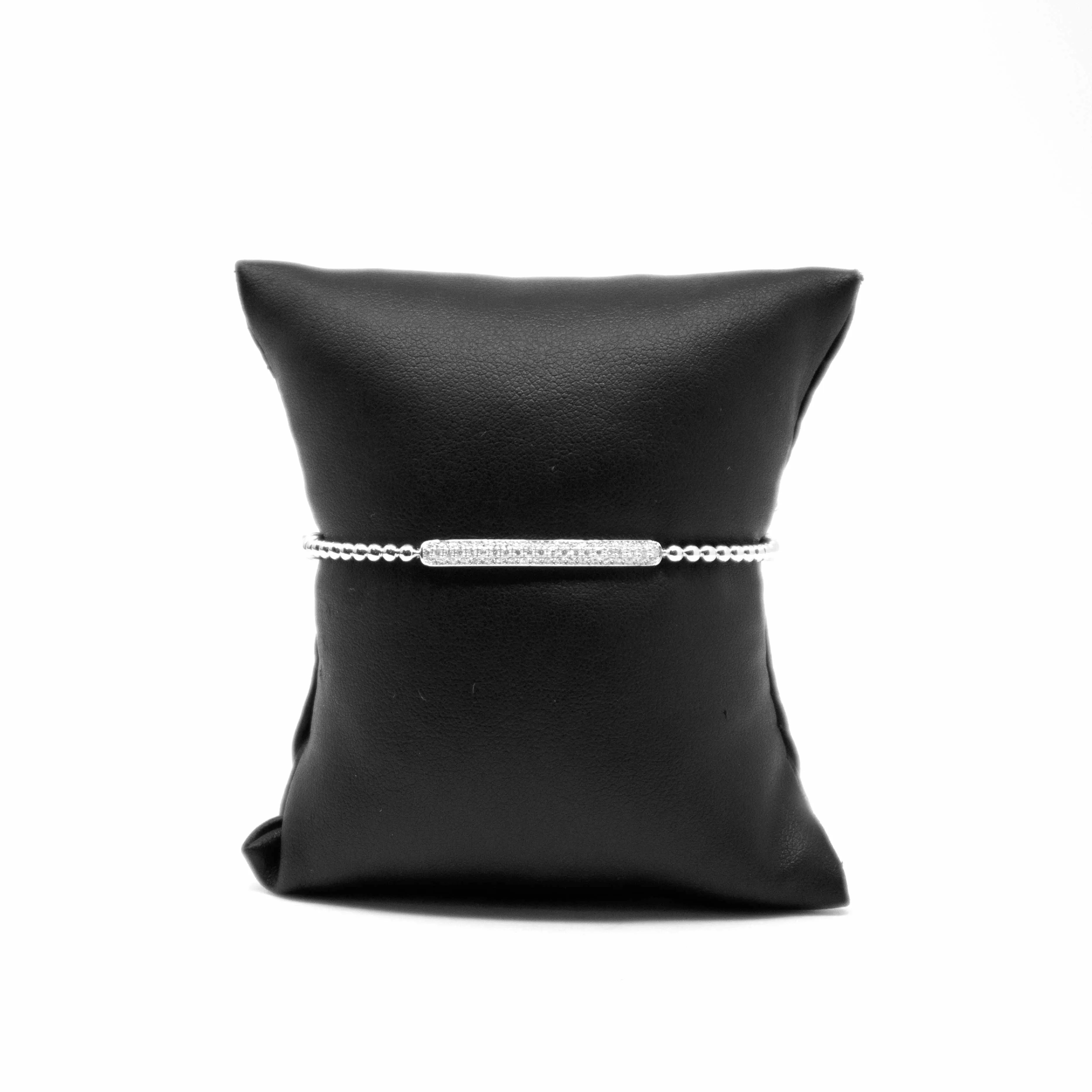 18K White Gold Diamond Beaded Cuff Bracelet