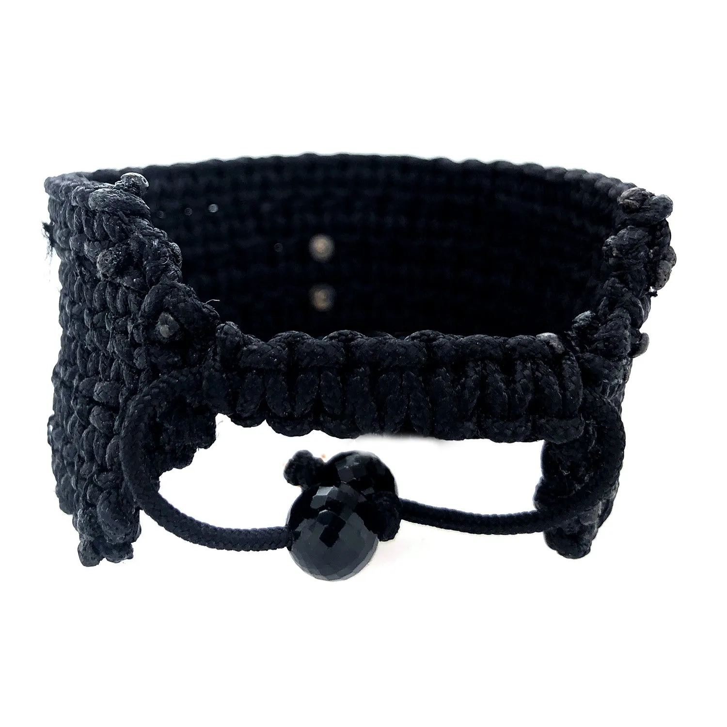 18k White Gold Pave Diamond Macrame Bracelet For Women