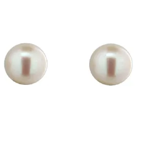 18K Yellow Gold 7mm Pearl Stud Covered Screwback Earrings