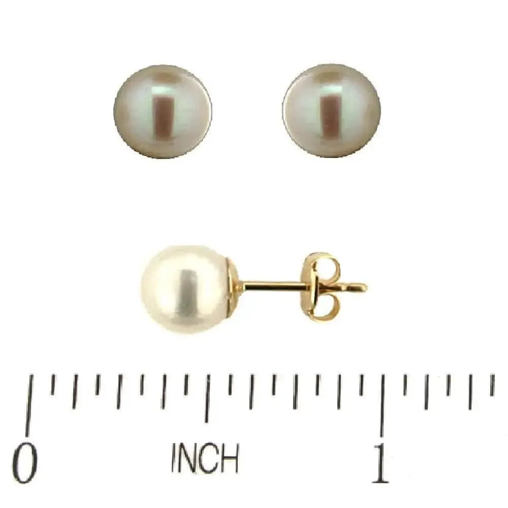 18k Yellow Gold 8mm Cultivate Pearl Stud Post Earrings