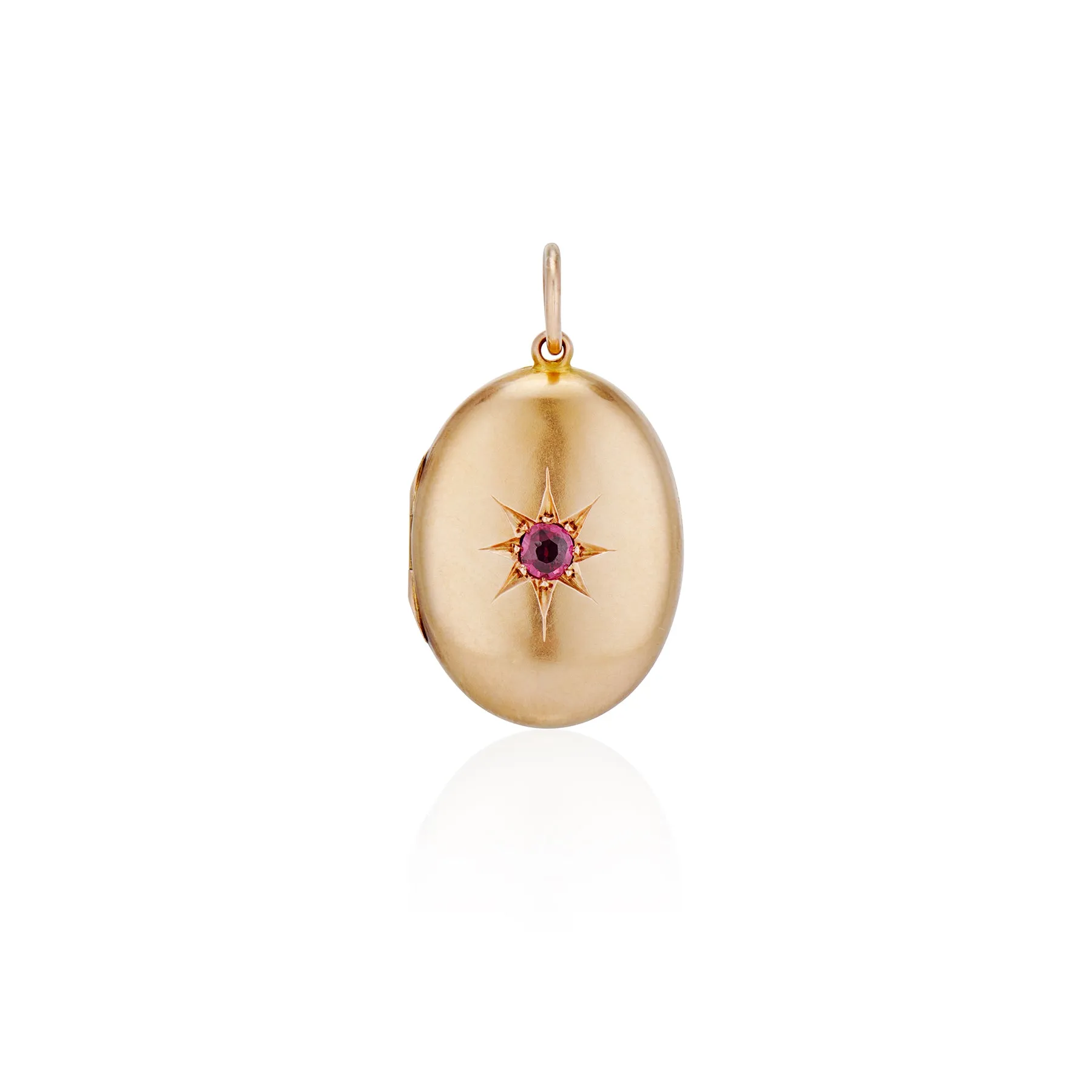 1913 Ruby Oval Starburst Locket