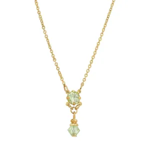 1928 Jewelry Deco Flare Crystal Drop Pendant Necklace 18"