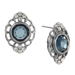 1928 Jewelry Sumptuous European Channel & Clear Crystal Post Drop Earrings