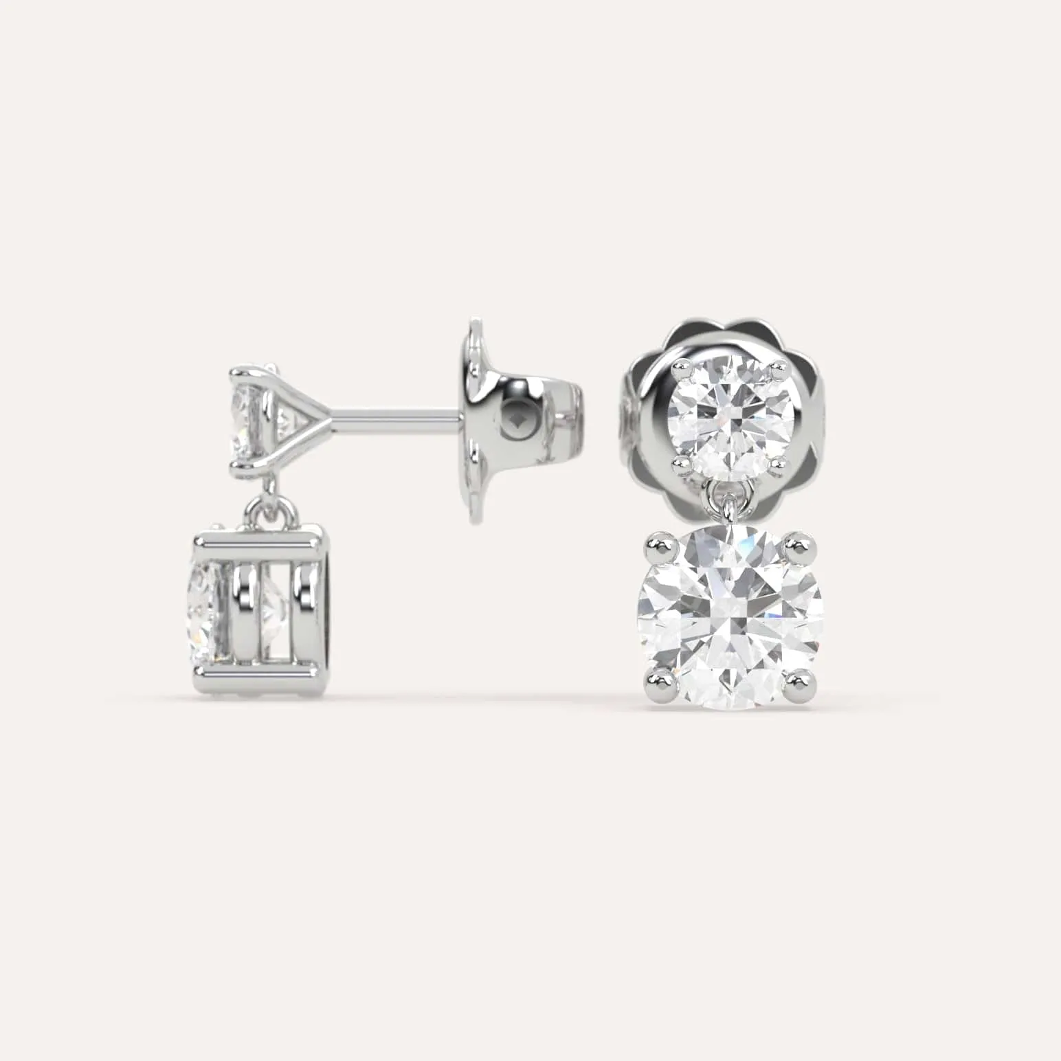 2 carat Round Diamond Dangle Earrings