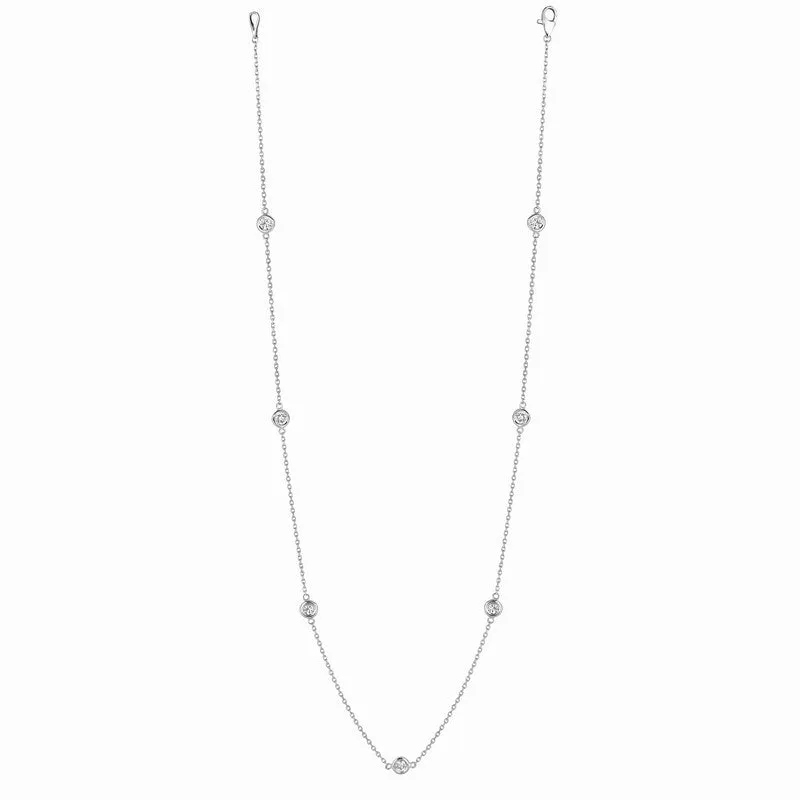 20 POINTER 7 STATION 18″ DIAMOND NECKLACE 14K GOLD (1.5 CTW)