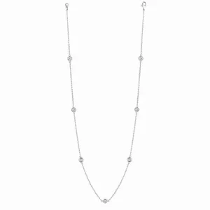 20 POINTER 7 STATION 18″ DIAMOND NECKLACE 14K GOLD (1.5 CTW)