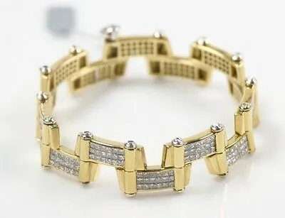 20.00 carat Diamond 18k Yellow Gold  Handmade 8.5 inch Link Bracelet