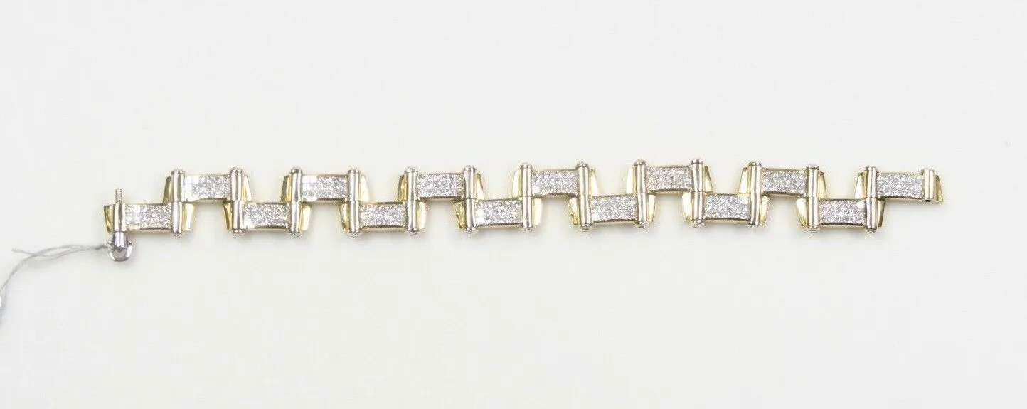 20.00 carat Diamond 18k Yellow Gold  Handmade 8.5 inch Link Bracelet
