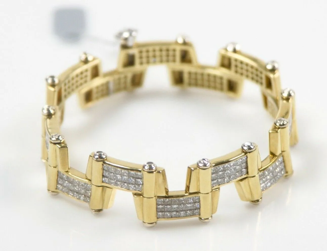 20.00 carat Diamond 18k Yellow Gold  Handmade 8.5 inch Link Bracelet