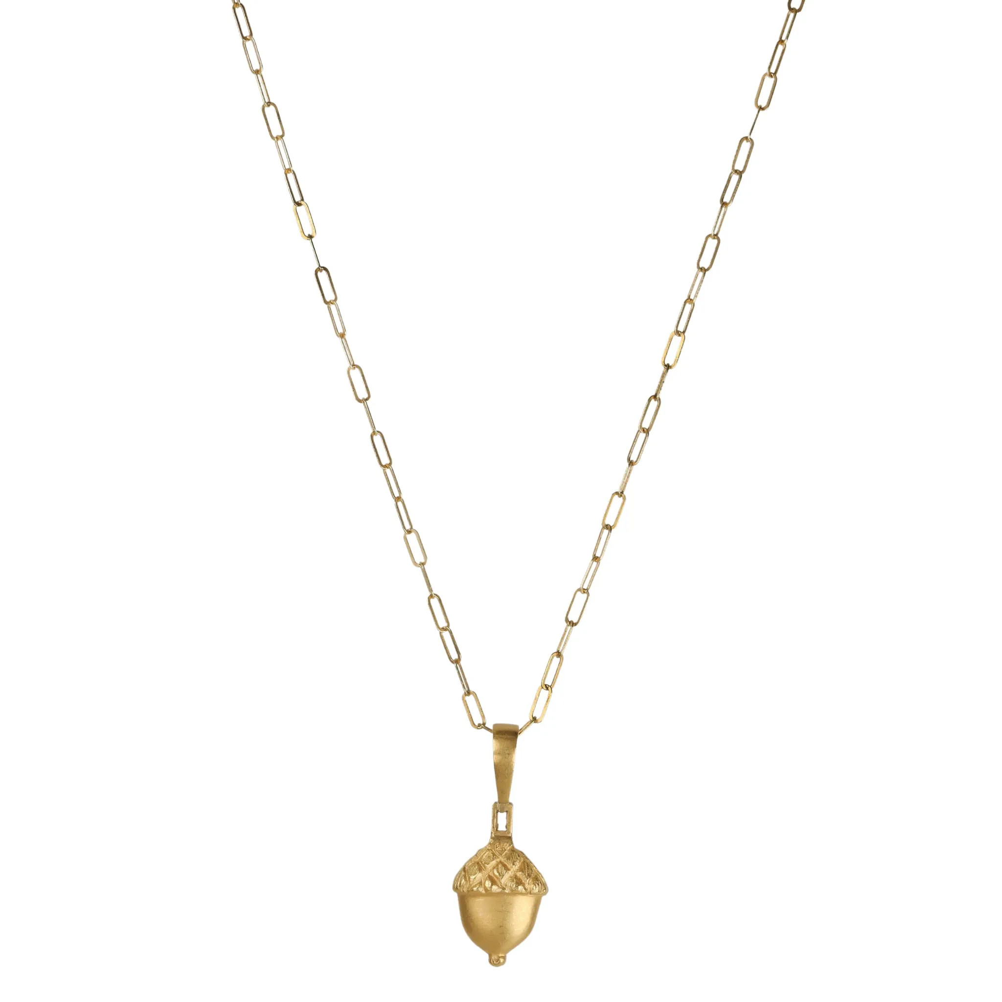 22K Gold and Baguette Diamond "Acorn" Charm