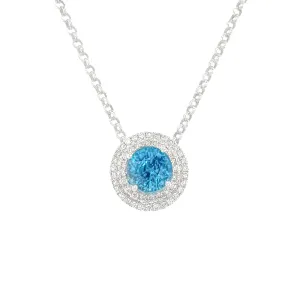 2.78 Carat Blue Zircon Pendant in 14k white Gold