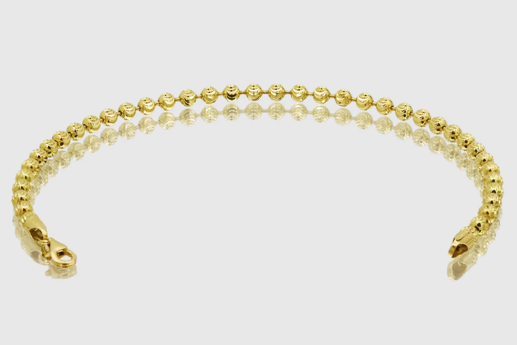 2mm - 5mm Moon Cut Bead Bracelet - 14k Yellow Gold