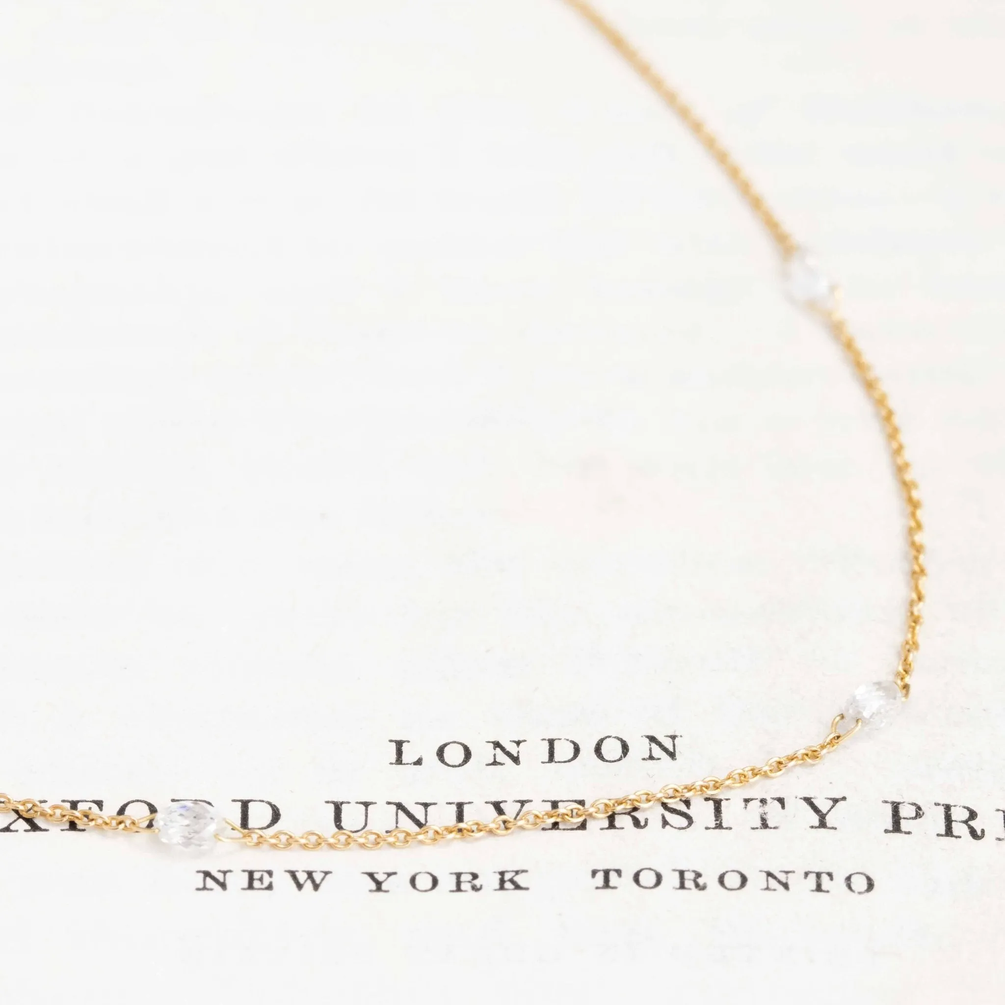 3.02ctw Briolette Cut Diamond Station Necklace
