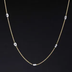 3.02ctw Briolette Cut Diamond Station Necklace