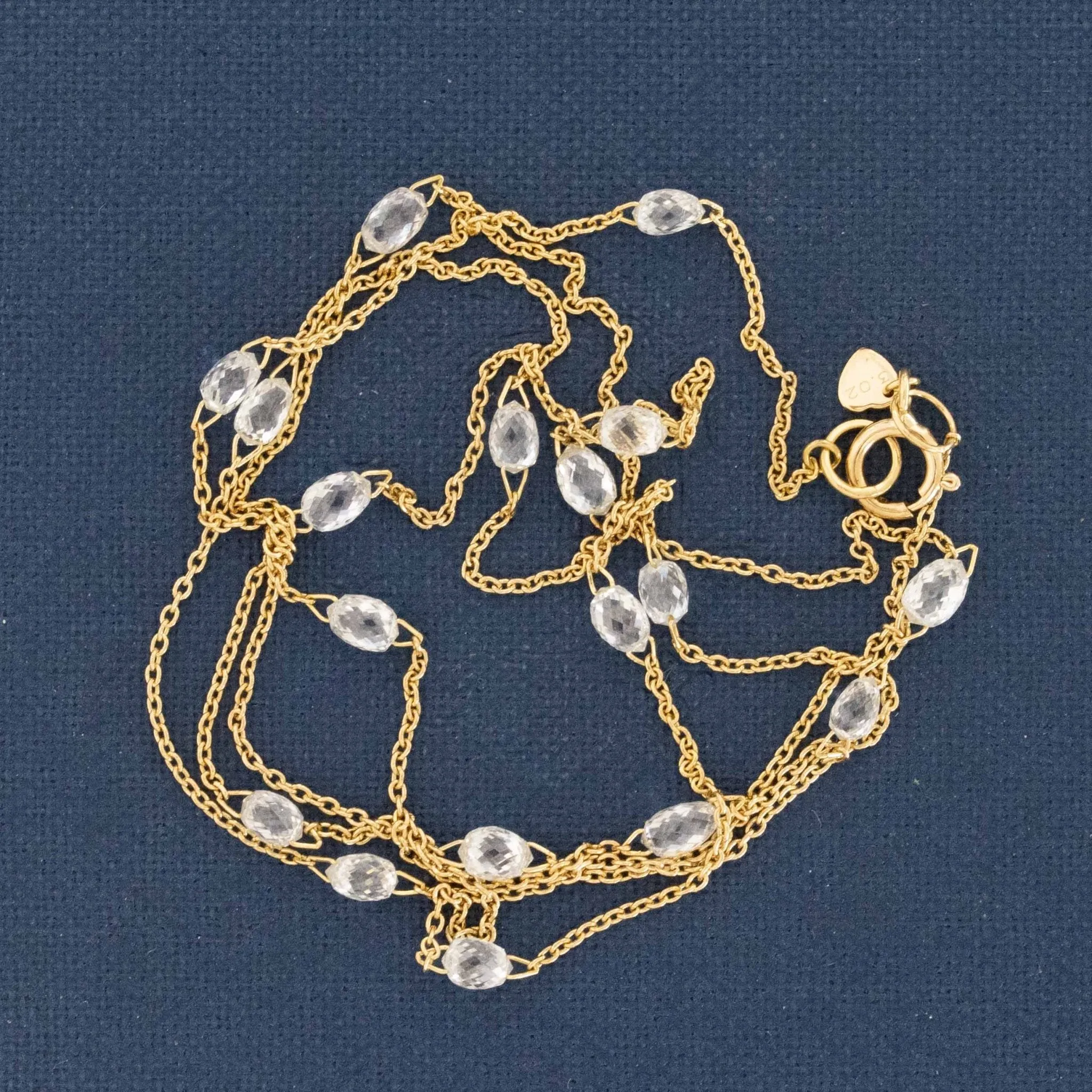 3.02ctw Briolette Cut Diamond Station Necklace
